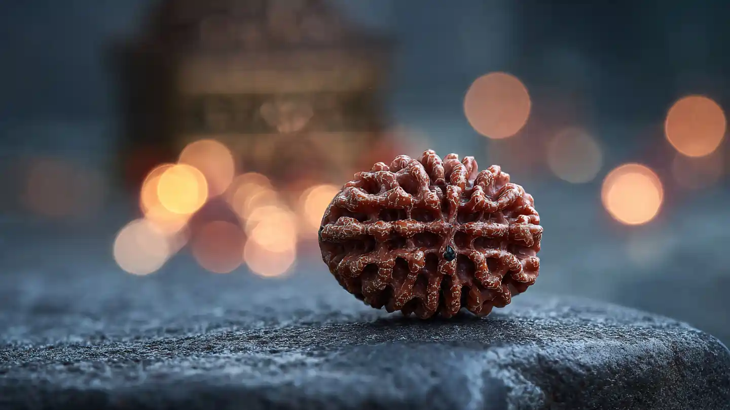 Shiv 7 Mukhi Rudraksha natural bead on stone
