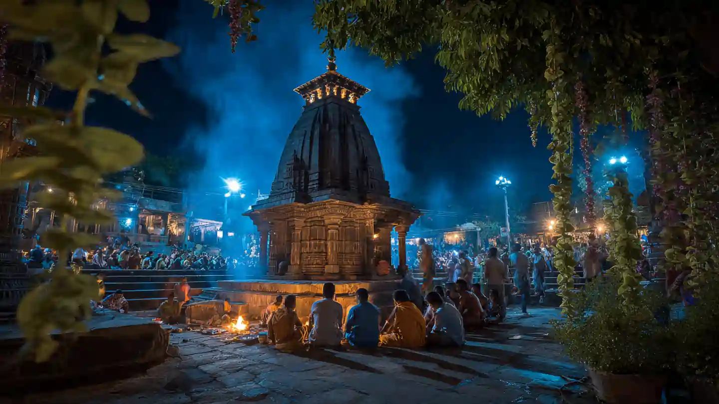 Shivratri 2025 puja at Shiva temple night